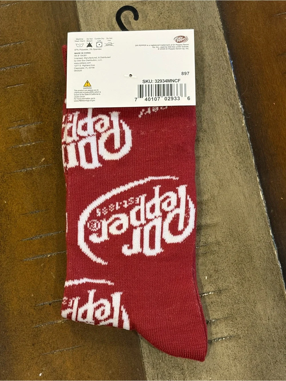 Men’s Official Dr. Pepper Long Crazy Socks - Shoe Size 6-12
